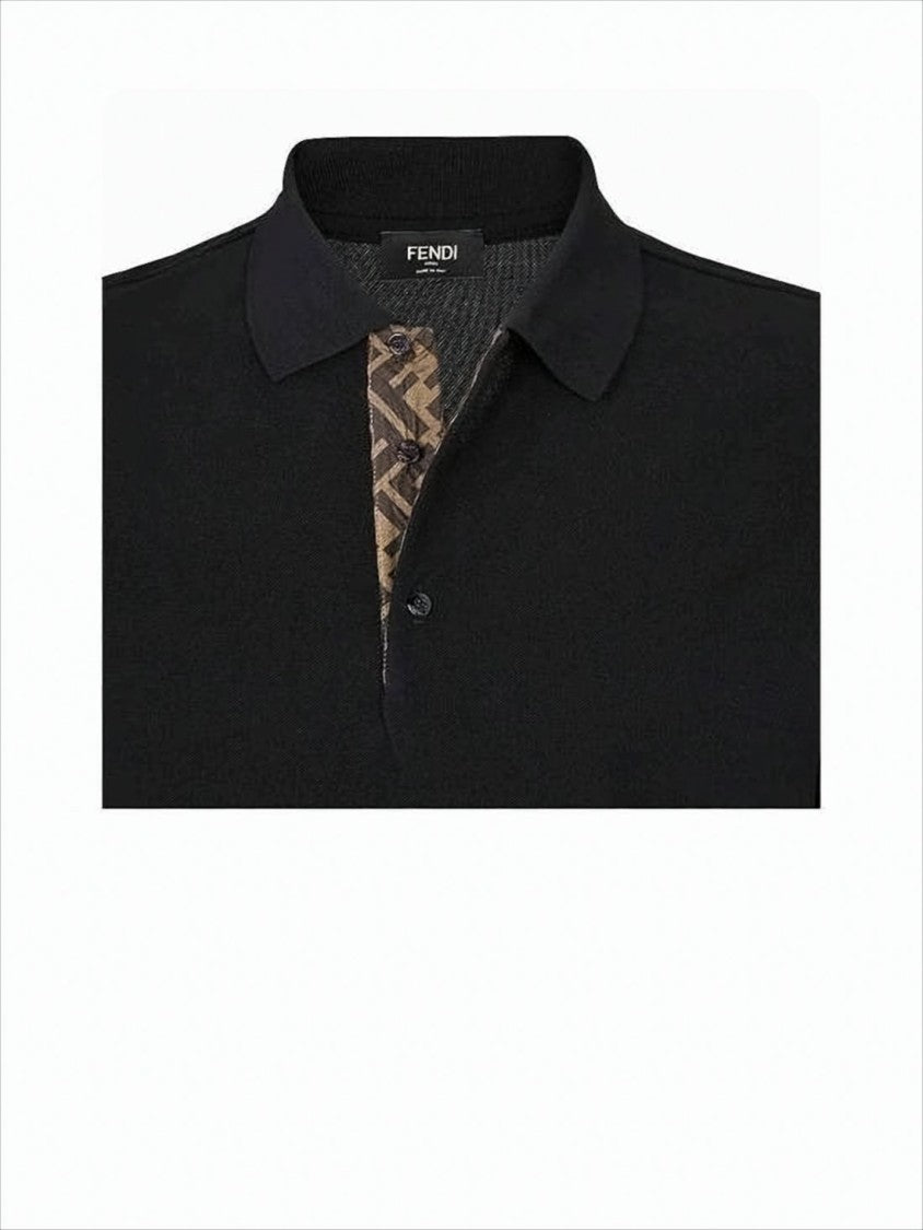 Fendi Short-Sleeve Polo Shirt With Subtle Pattern Detail