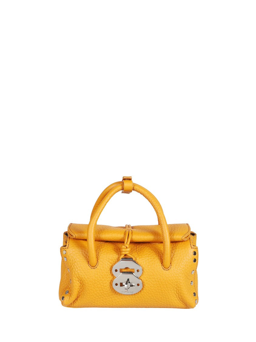 Zanellato Orange Studded Detailing Textured Shoulder Bag