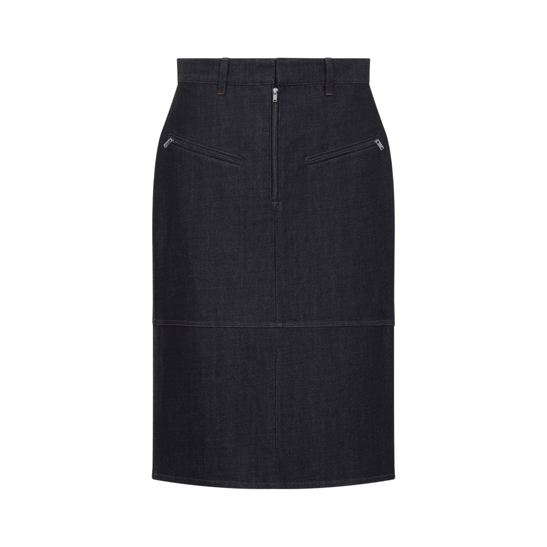 Jil Sander Tailored Grey Cotton Midi Skirt With Subtle Zip Pockets