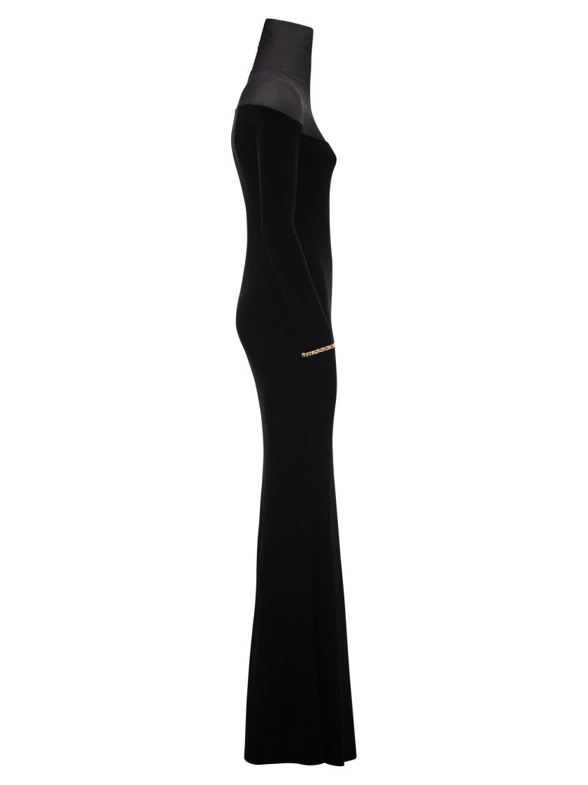 Elisabetta Franchi Red Carpet Dress In Velvet And Jersey