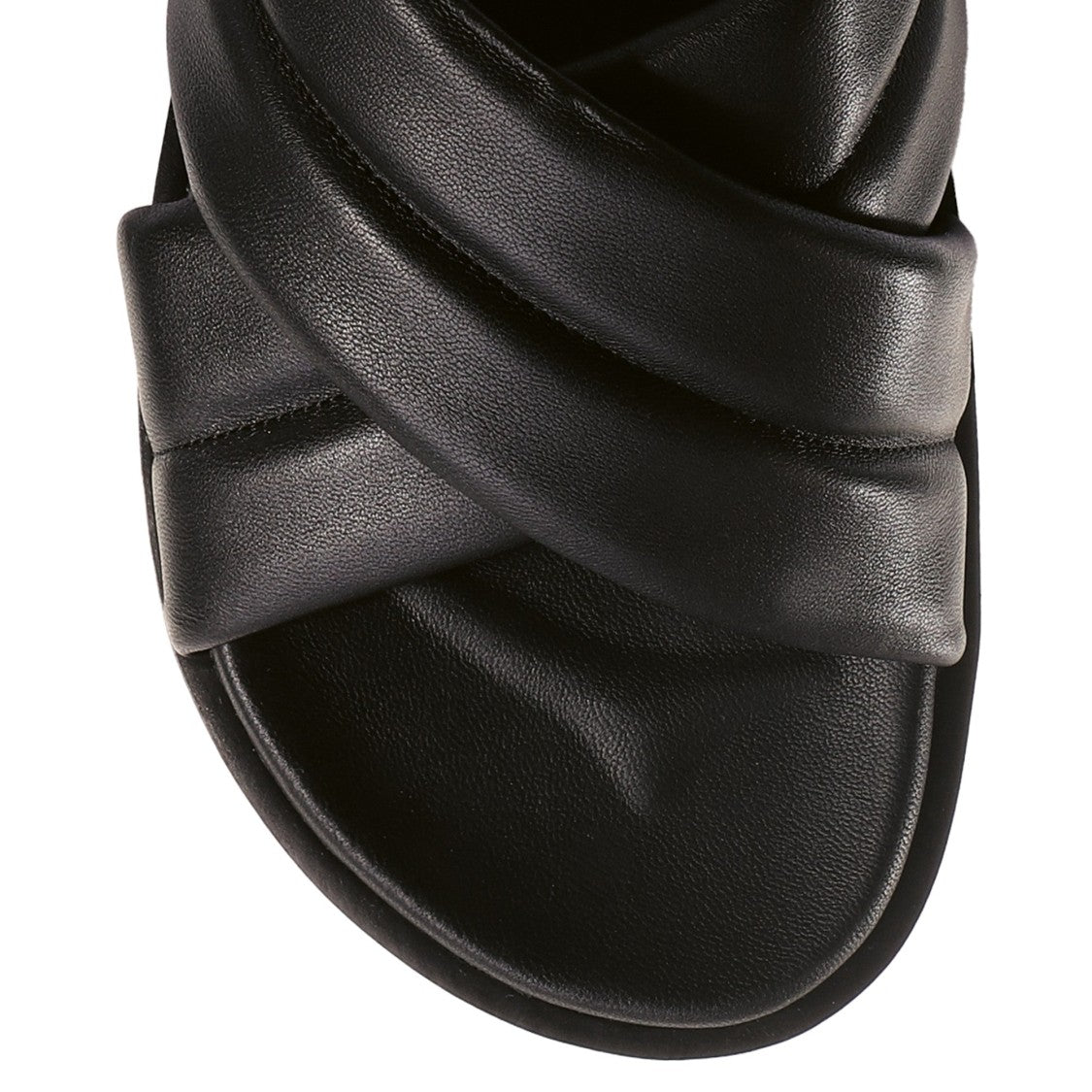 Högl Black Tessa Padded Crisscross Leather Slippers
