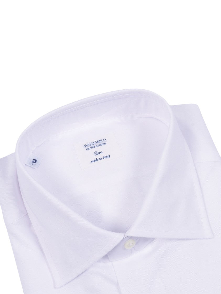 Mazzarelli Camicie White Slim Fit Cotton Shirt