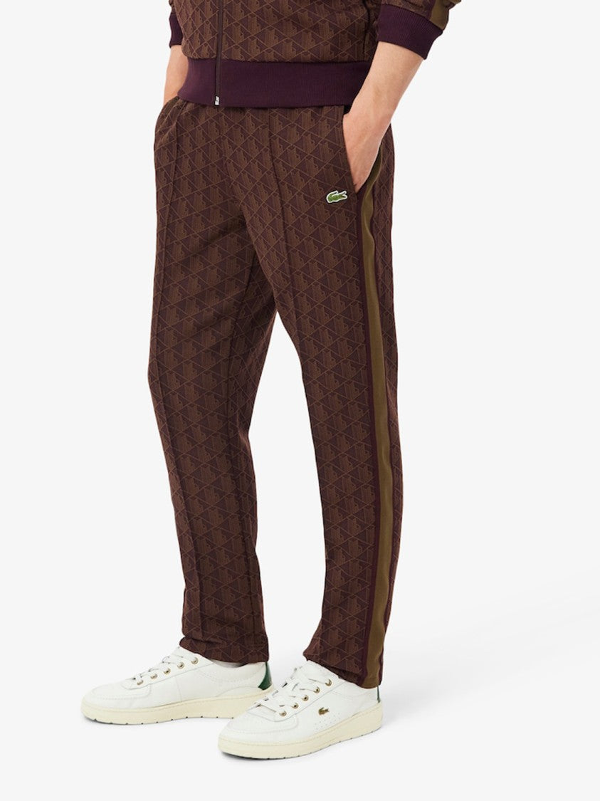 Lacoste Brown Monogrammed Paris Cotton-Blend Sweatpants
