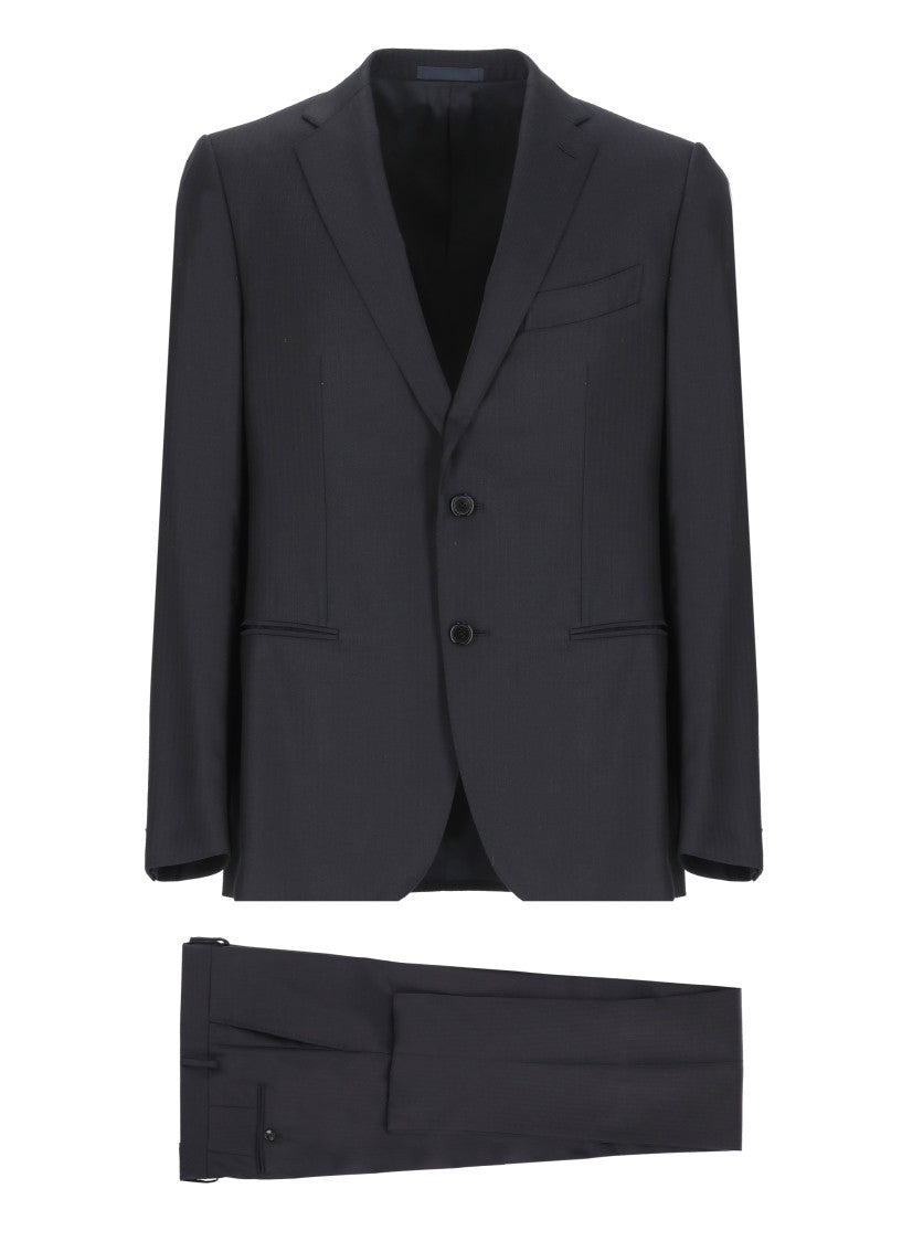Caruso Dark Blue Caruso Wool Suit