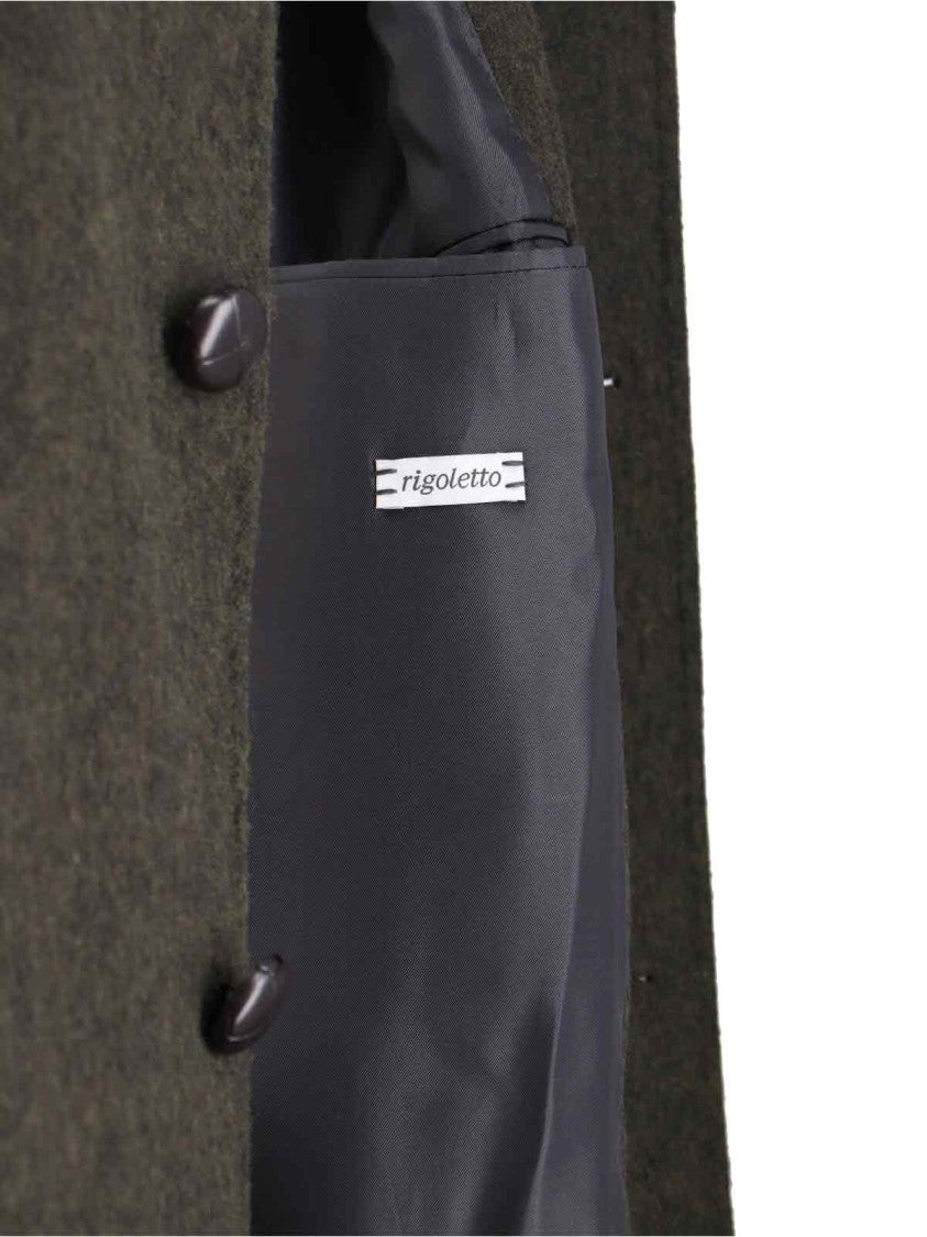 Caruso Classic Long-Silhouette Green Jacket With Textured Finish