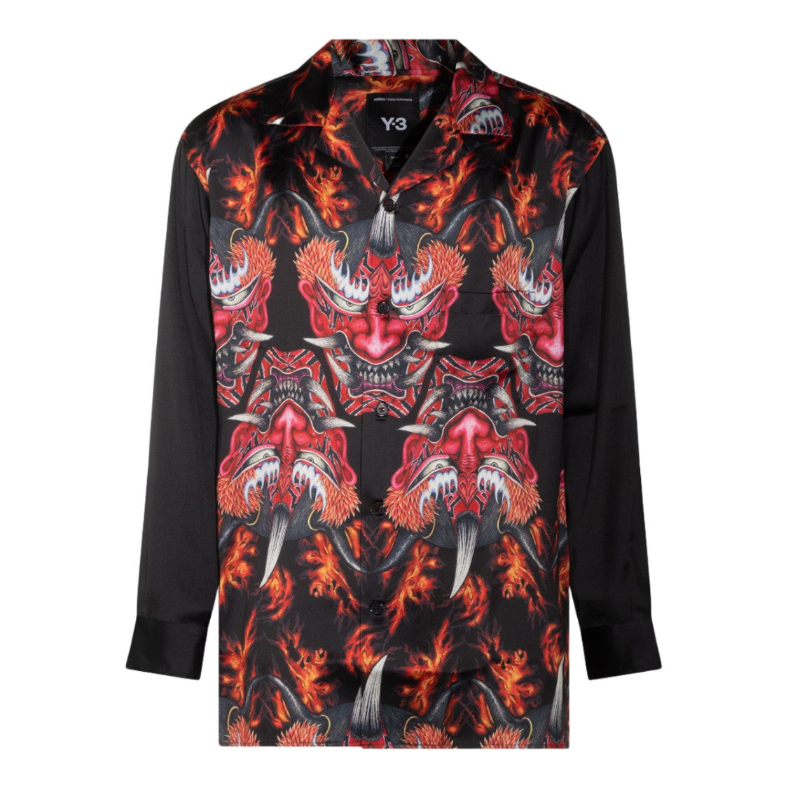 Y-3 Long-Sleeve Casual Shirt With Fiery Graphic Print