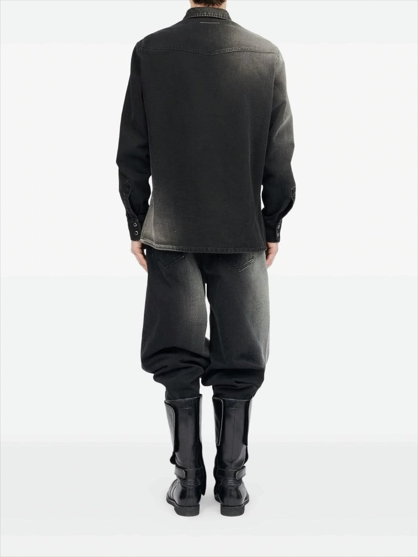 Mm6 By Maison Margiela Button-Down Vintage-Effect Black Shirt