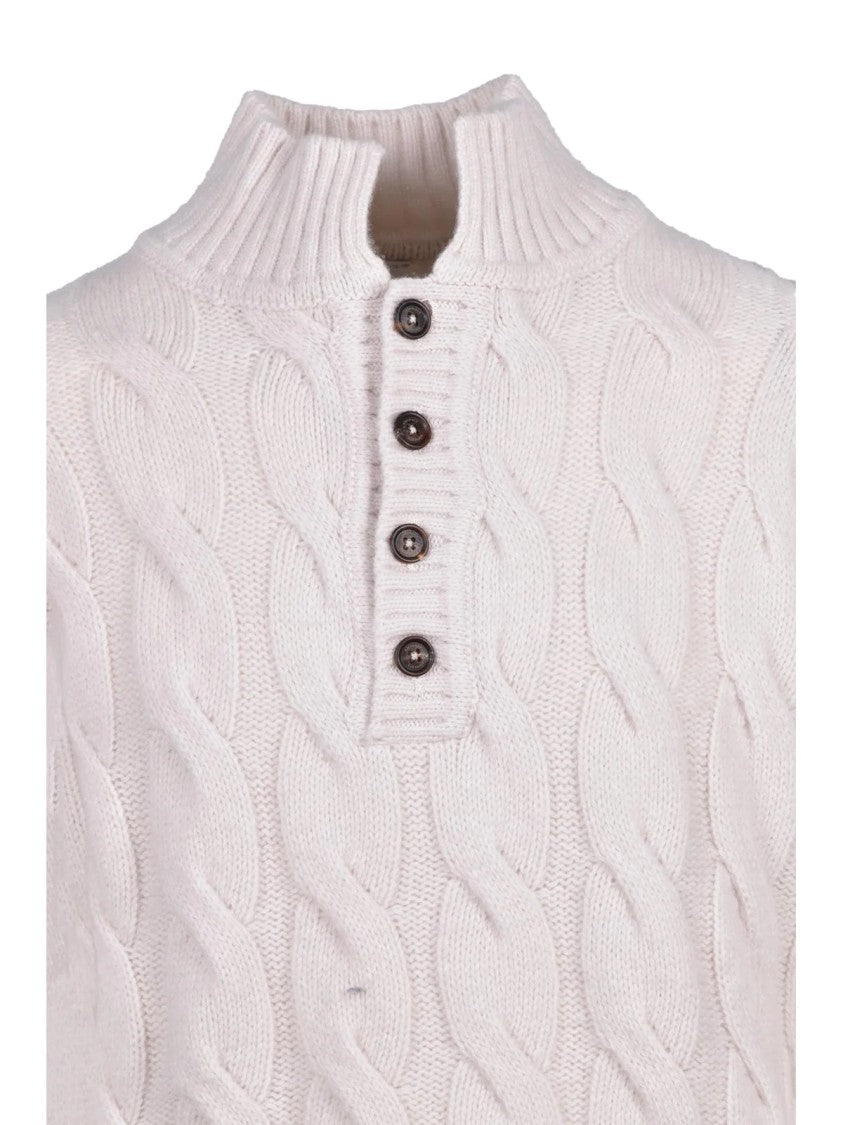 Eleventy Textured Cable Knit Sweater With Ribbed Details