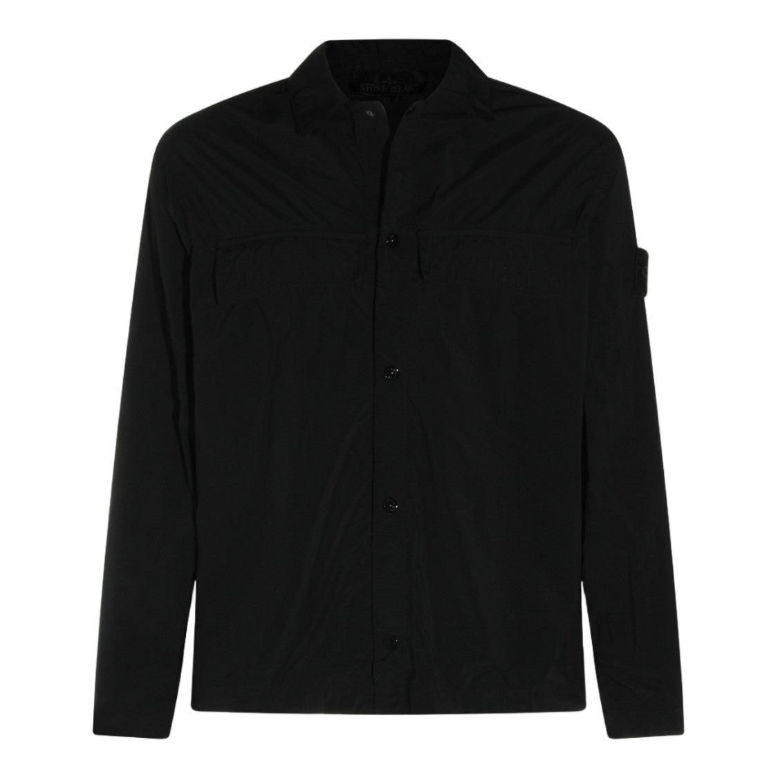 Stone Island Long-Sleeve Black Shirt With Classic Collar