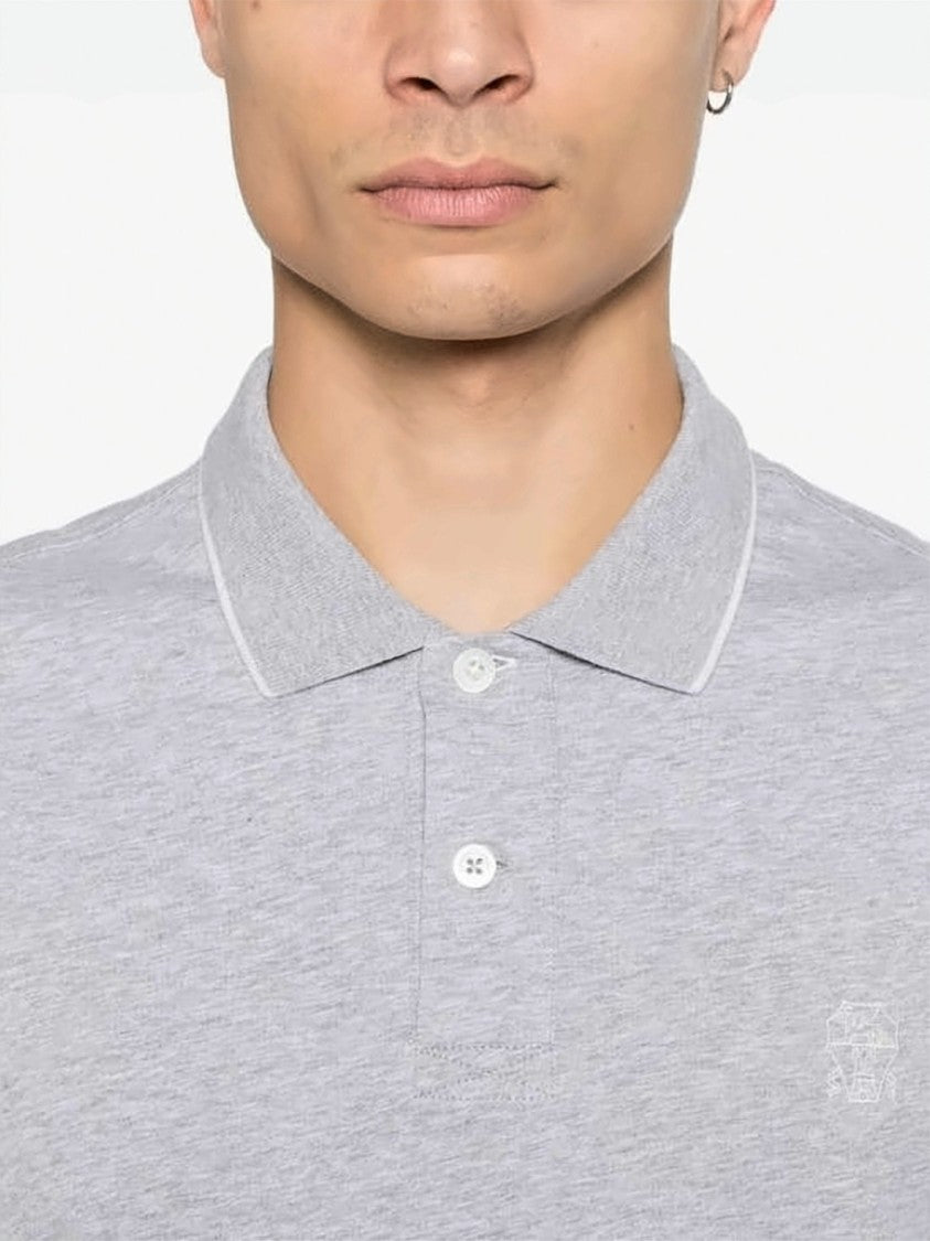 Brunello Cucinelli Heathered Grey Polo Shirt