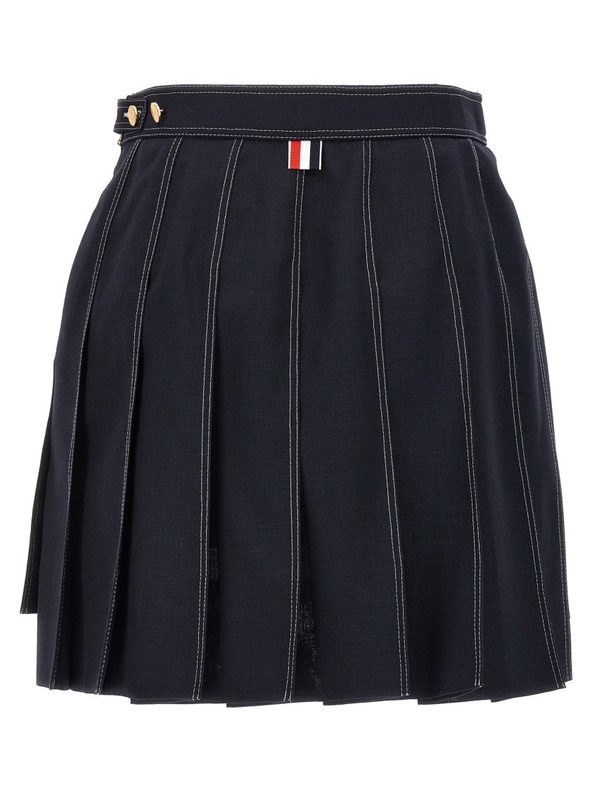 Thom Browne Mini Pleated Skirt With Asymmetrical Hem