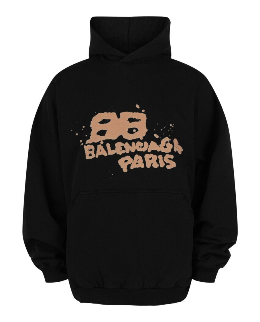Balenciaga Hand Drawn Bb Icon Cotton Hoodie