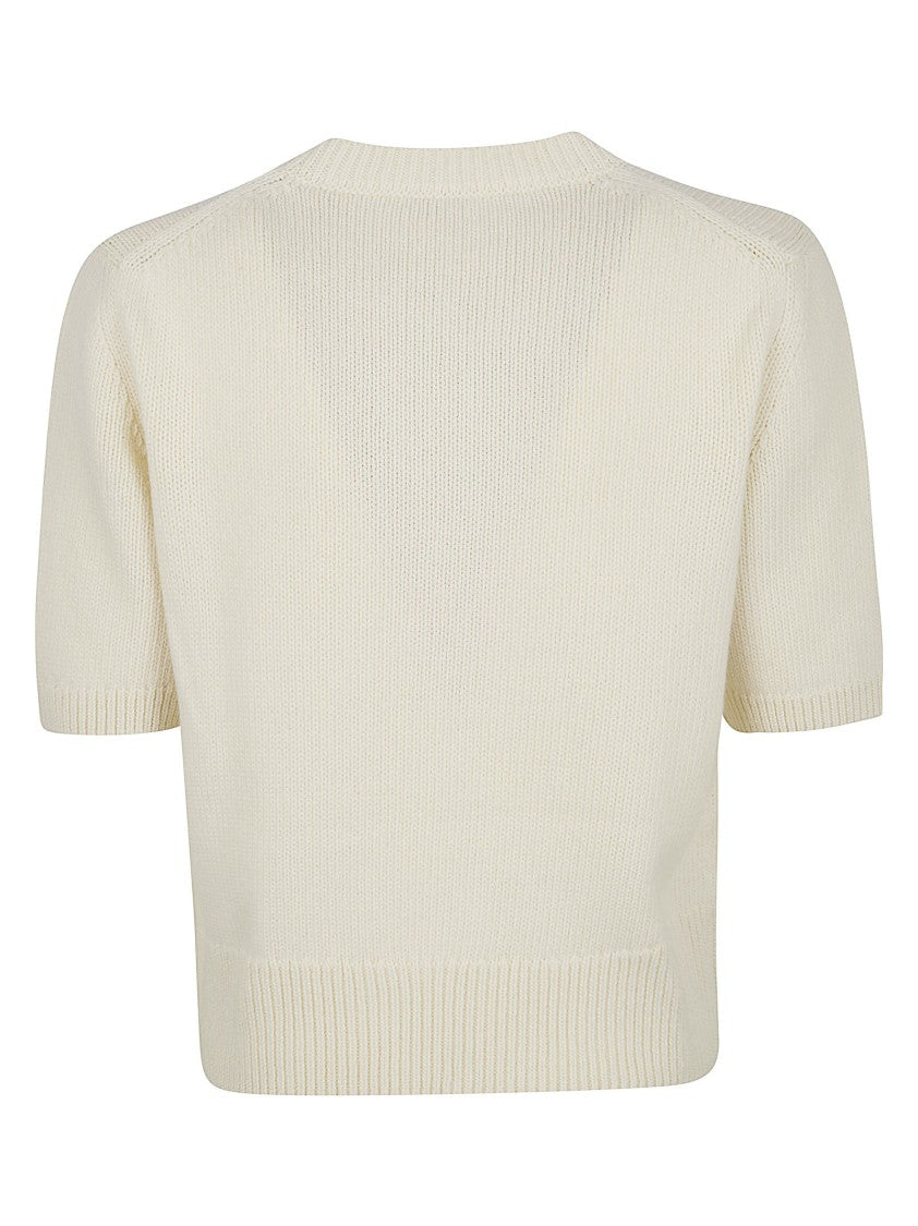 Burberry Wool-Cashmere Equestrian Knight Short-Sleeve Sweater