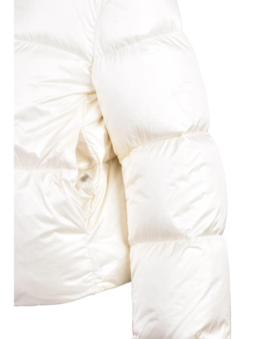 Add Short Down Jacket With Removable Hood And Glossy Finish
