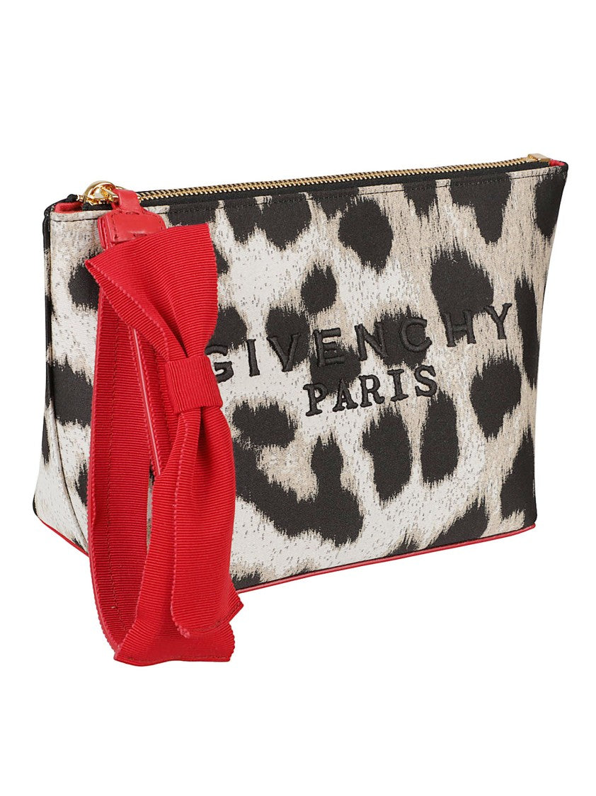 Givenchy Rectangular Animal Print Pouch With Bow Detail