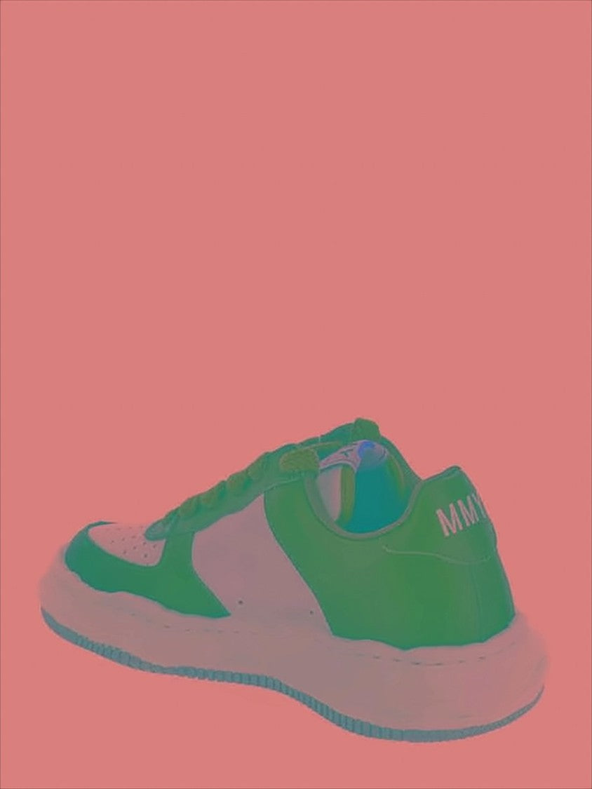 Maison Mihara Yasuhiro Low-Top White Sneakers With Green Overlays