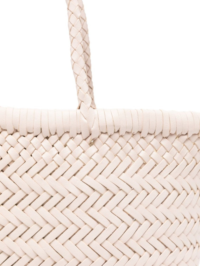 Dragon Diffusion Elegant Beige Woven Handbag With Braided Handles