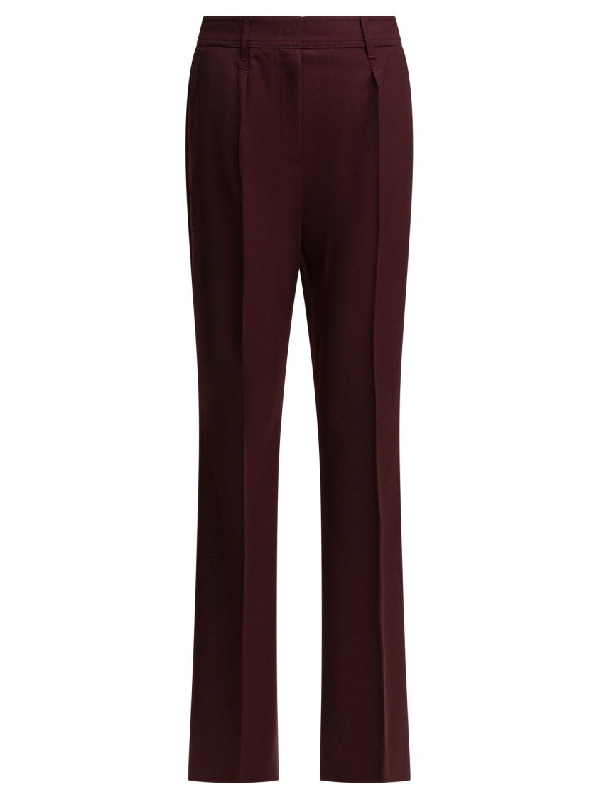 Max Mara Tailored Straight-Leg Trousers In Rich Burgundy Wool