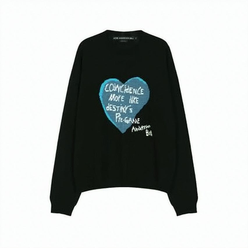 Andersson Bell Relaxed Fit Black Sweater With Graphic Heart Design