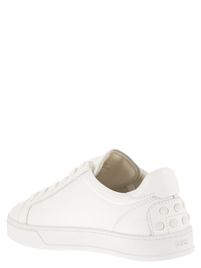 Tod's Minimalist Calfskin Leather Sneakers With Rubber Sole