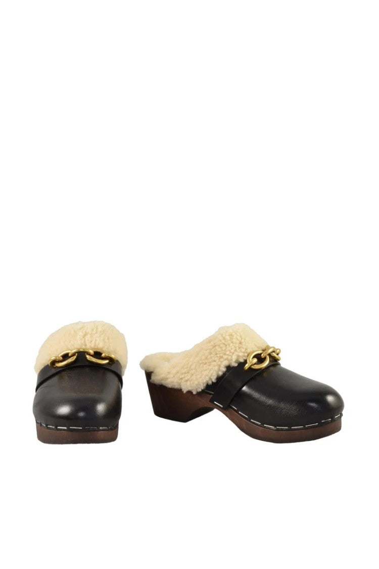 Saint Laurent Leather Mules - Black