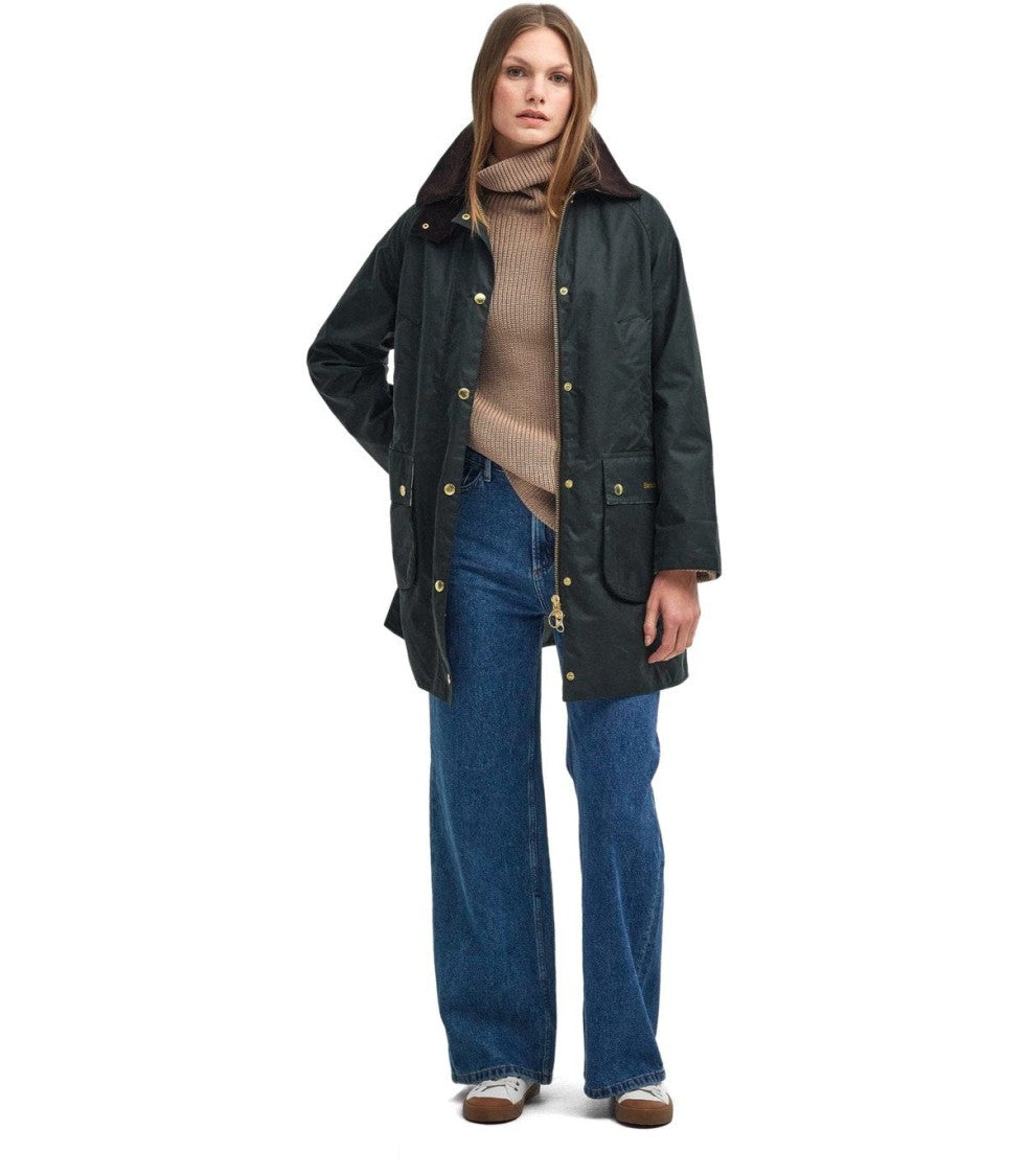 Barbour Beadnell Sage Green Long Jacket