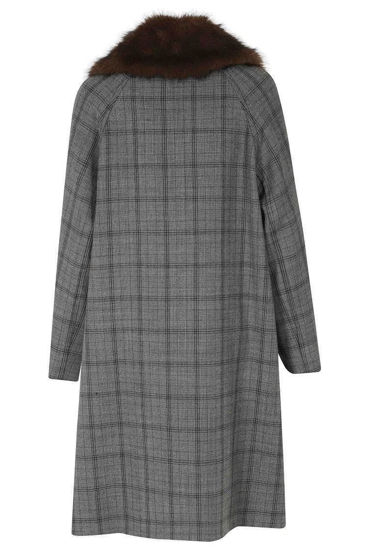 Tela Gray Gavin Fur Trim Wool Long Coat