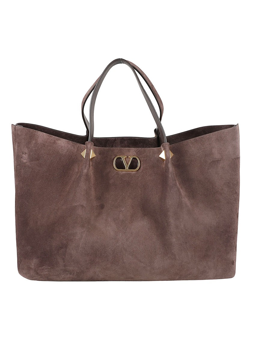 Valentino Garavani Suede-Finish Split Calf Leather Large Tote Bag