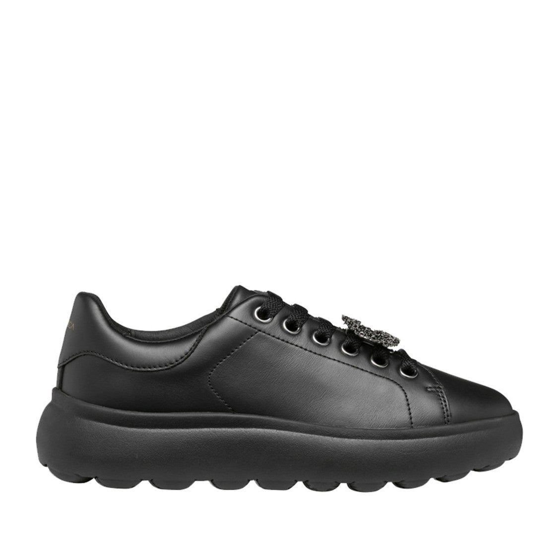 Geox Spherica Ec4 Black Leather Buckle Sneakers