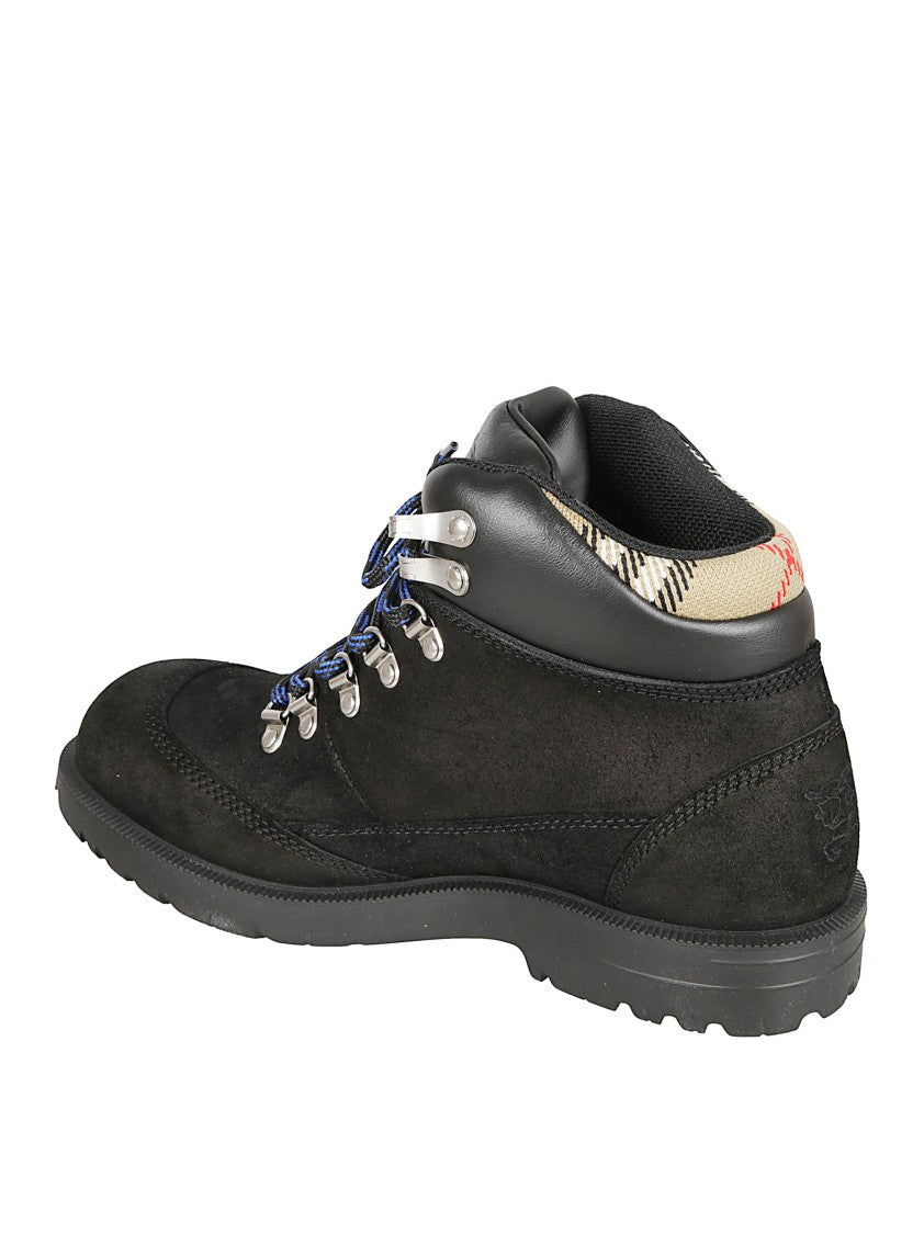 Burberry Suede Ankle Boots With Check Insert