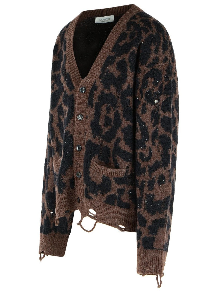 Laneus Leopard Jacquard' Cardigan