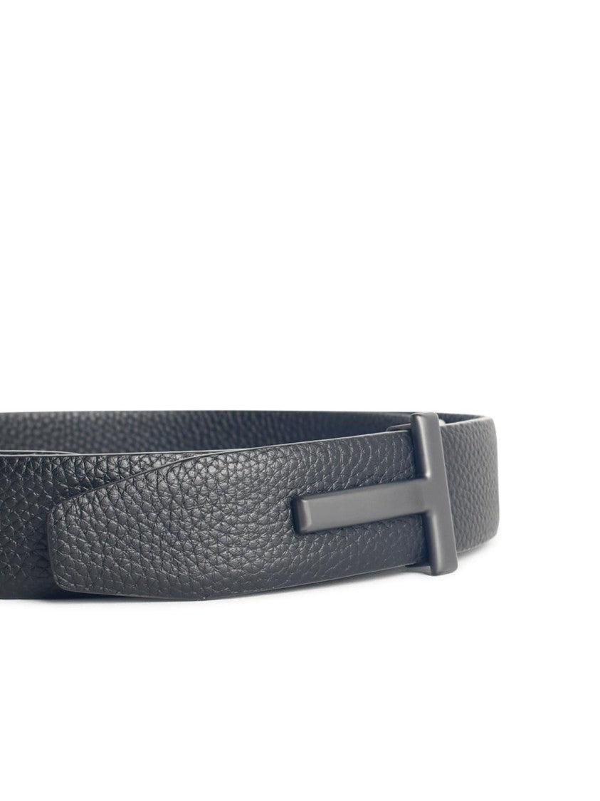 Tom Ford Calfskin Leather Belt With Monogram Buckle