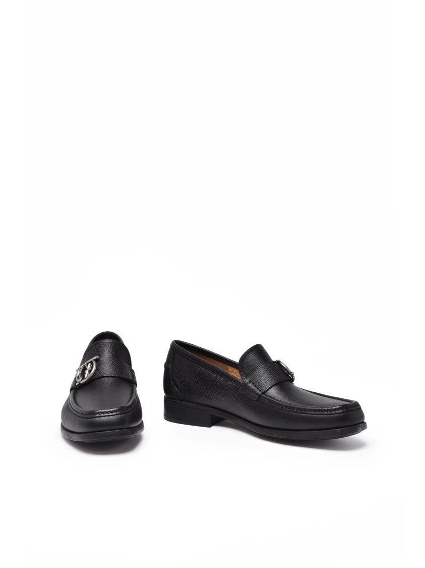 Salvatore Ferragamo Black Leather Linus Loafers