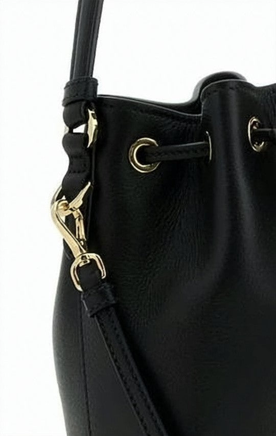 Prada Bucket-Style Smooth Leather Shoulder Bag With Drawstring Closure