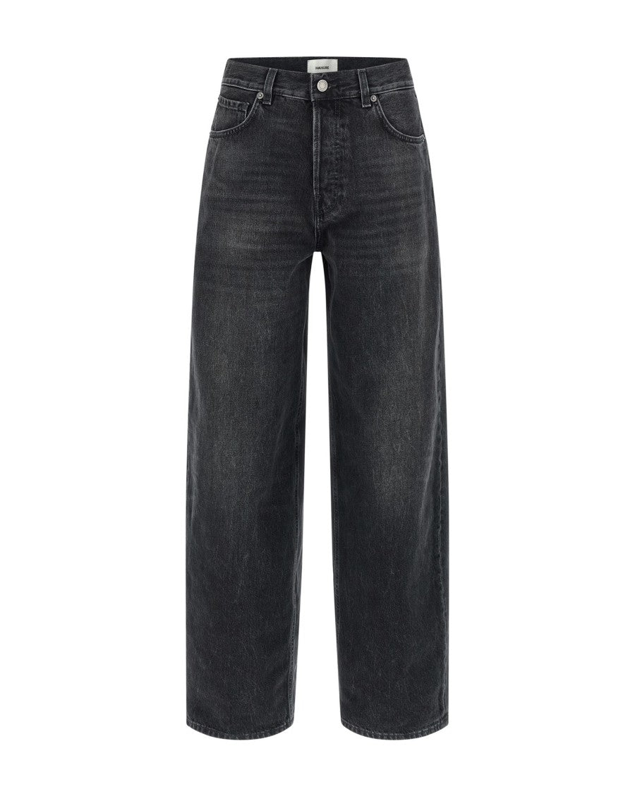 Haikure High-Waisted Black Denim Jeans With Subtle Fading