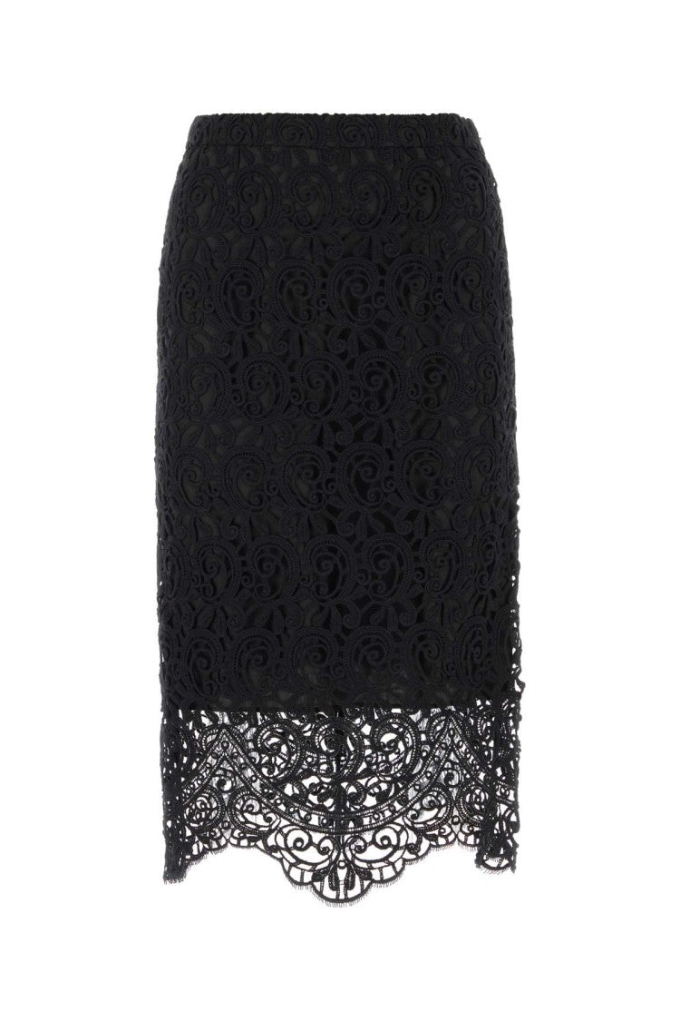 Burberry Black Macrame Lace Skirt