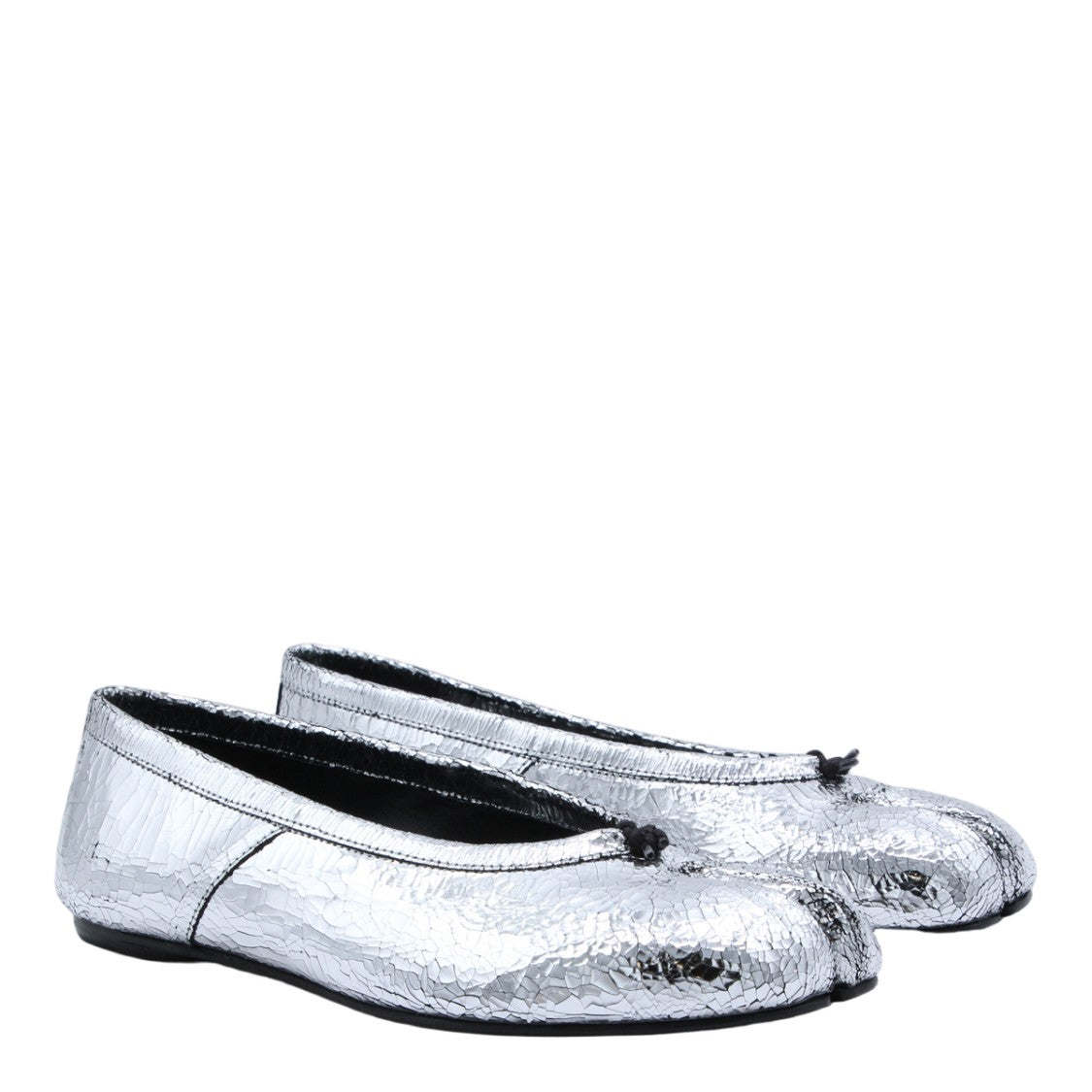 Maison Margiela Split-Toe Flat Shoes With Metallic Silver Finish