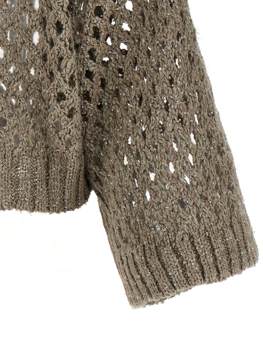 Brunello Cucinelli 'Rustic Dazzling Net' Cropped Sweater