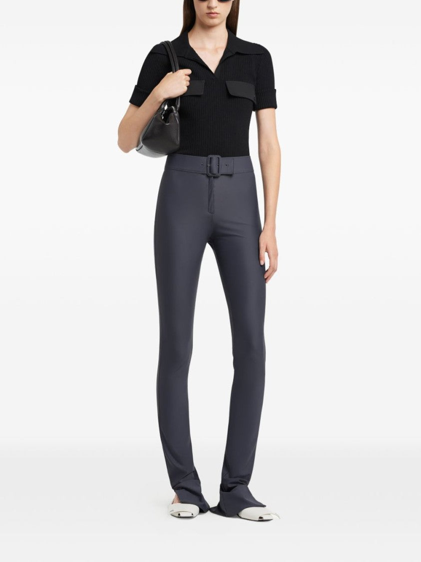Courrèges Fitted Ribbed Knit Top With Flap Pockets And Turn-Up Cuffs