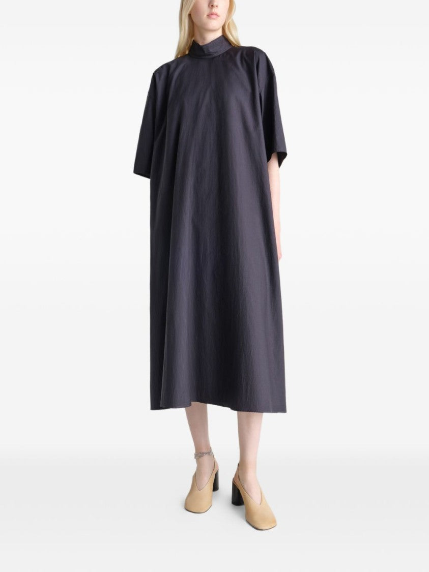 Lemaire Black Midi Oversized Tie Detail Dress