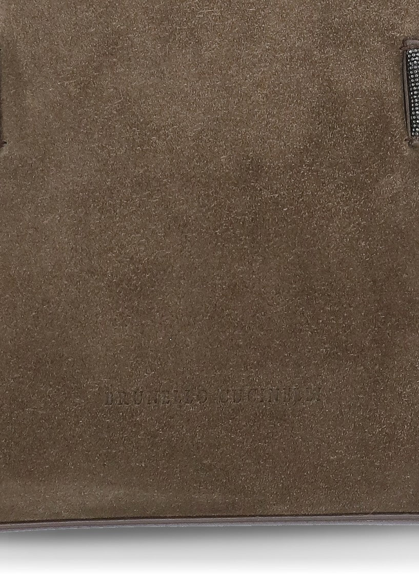 Brunello Cucinelli Suede Leather Shoulder Bag