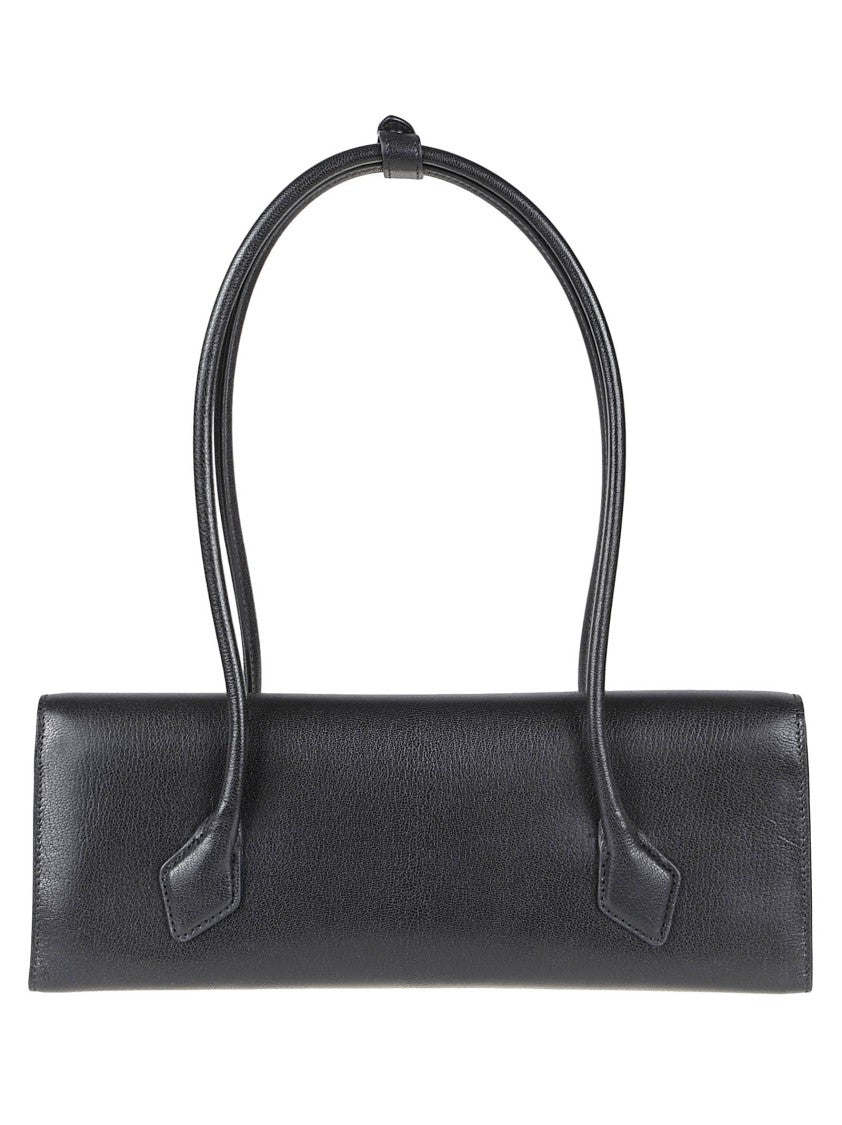 Alaïa Elongated Black Goat Leather Bag With Round Handles