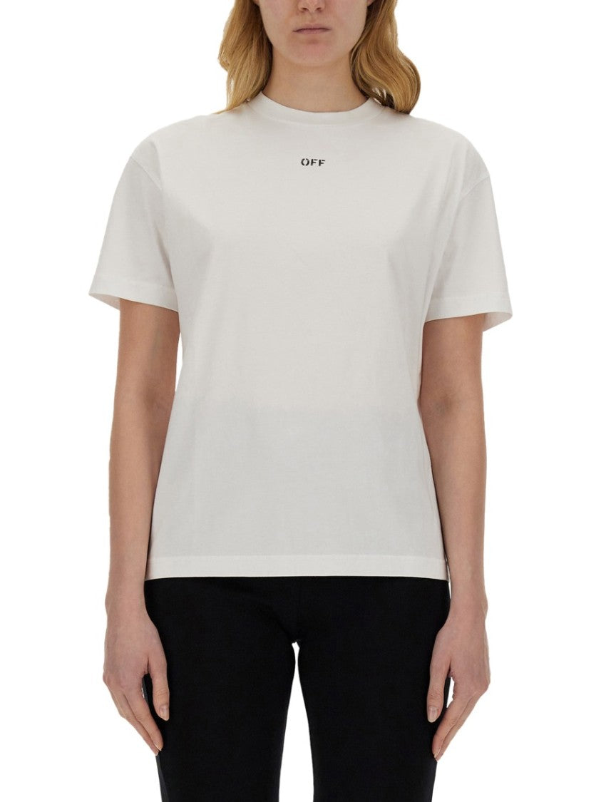 Off-White White T-Shirt With Geometric Logo Design