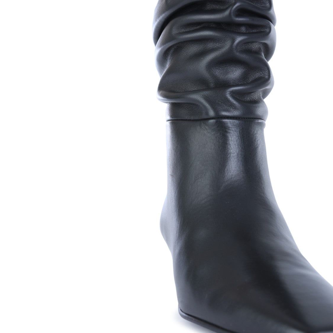 Alohas Black Pointed Toe Wide-Leg Ruffled Boots