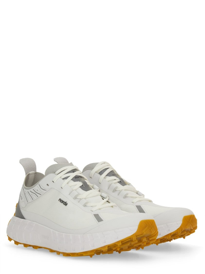 Norda Low-Profile White Sneakers With Mustard Yellow Sole