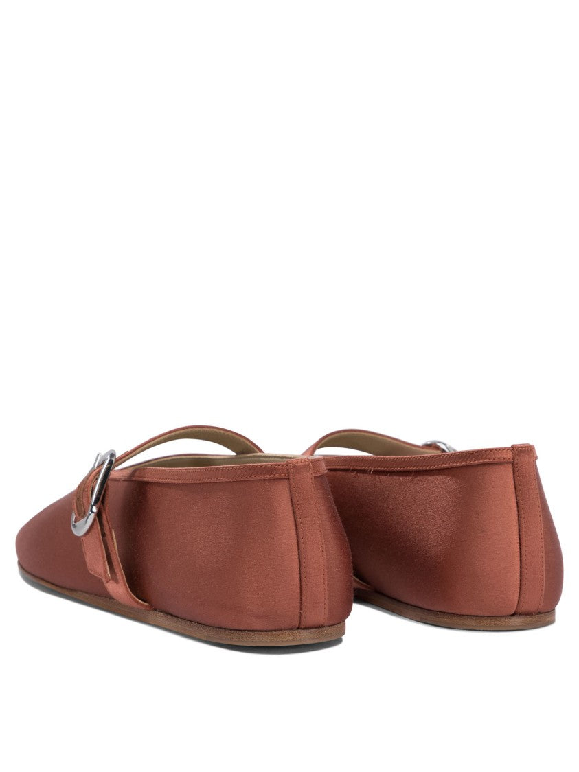 Le Monde Béryl Silk And Leather Ballerinas