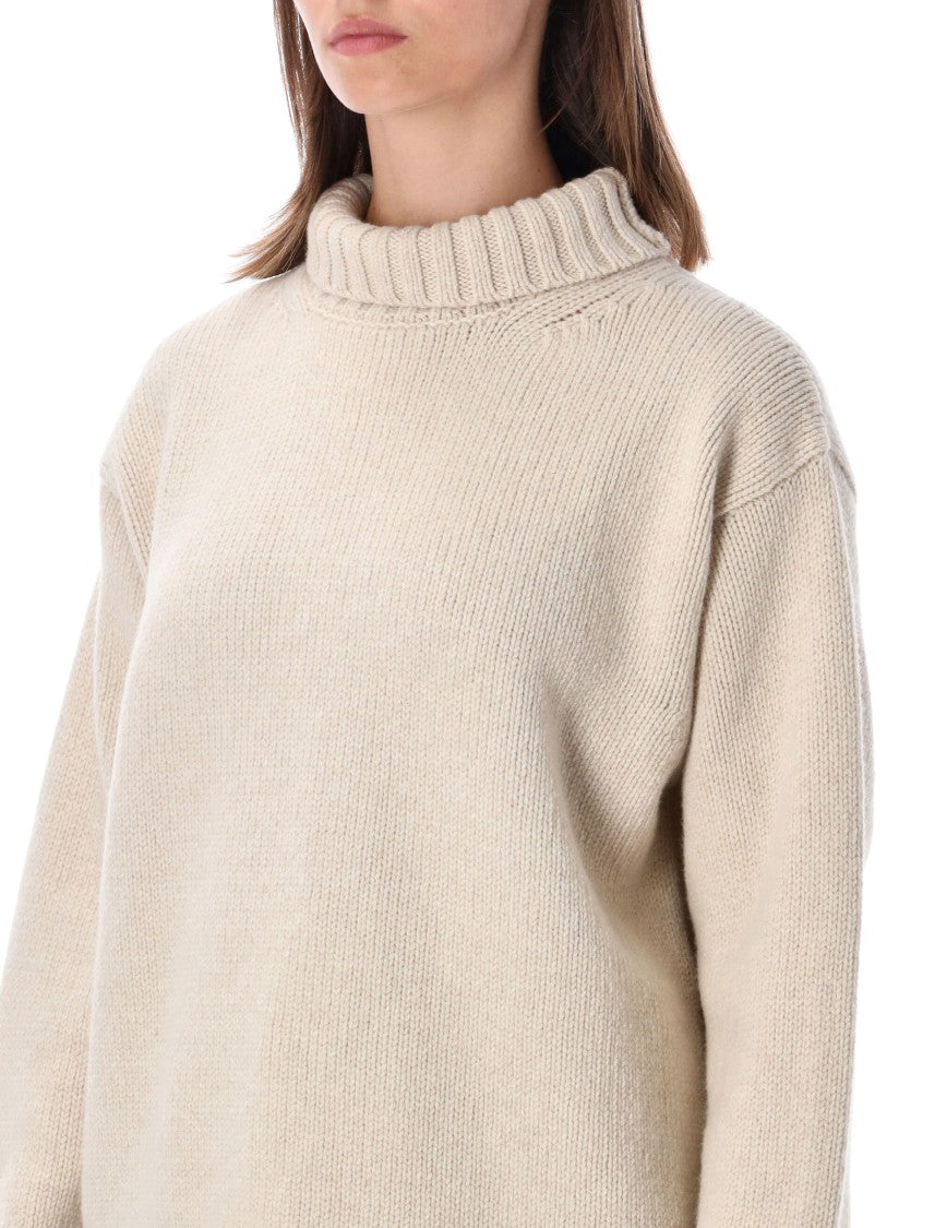 Róhe Wool-Cashmere Knit Sweater With Ribbed High Neck