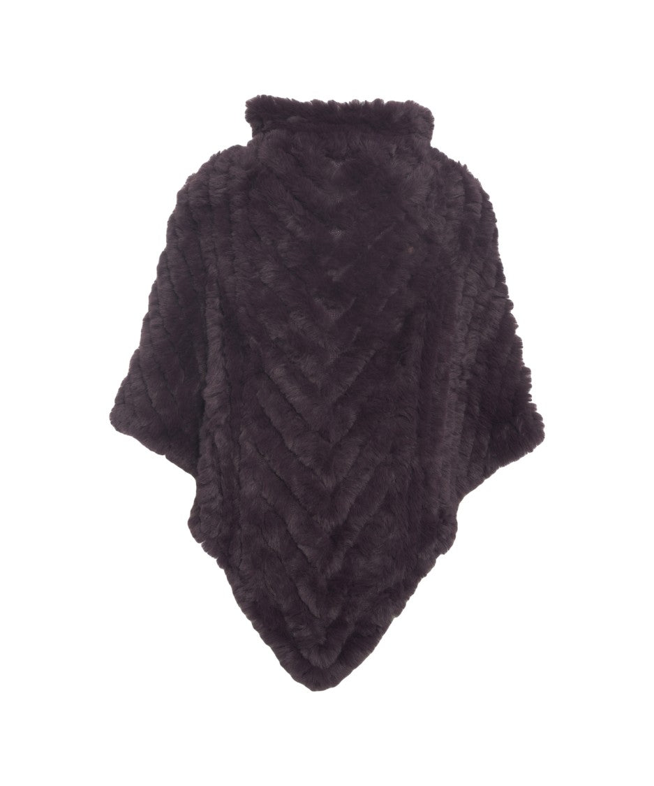 Liu Jo Chevron Pattern Faux Fur Poncho