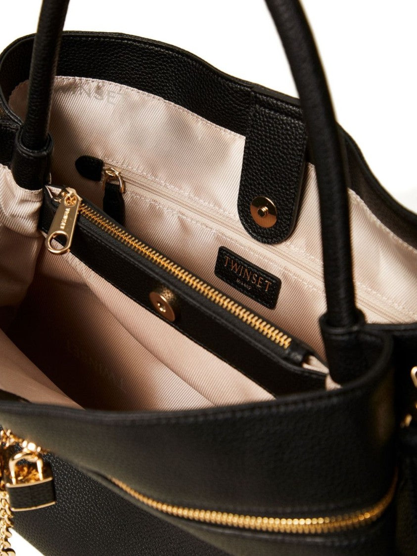Twin-Set Structured Handbag With Gold-Tone Zipper