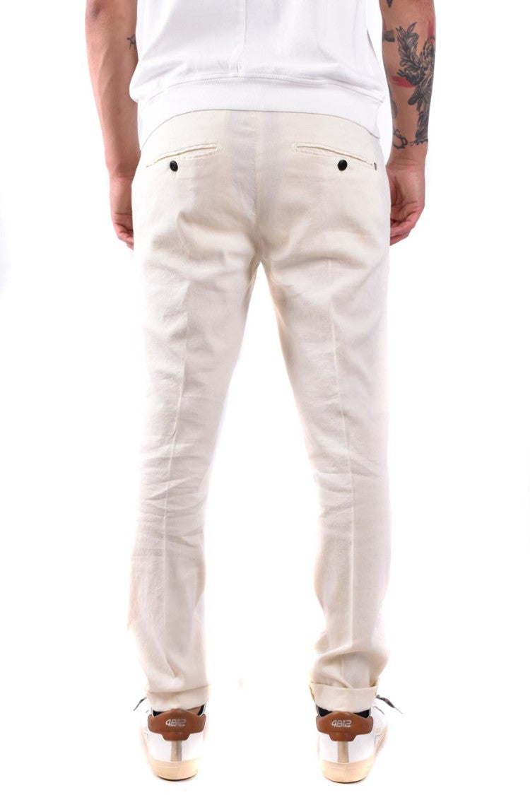 Dondup Beige Linen-Lyocell Blend Tapered Pants